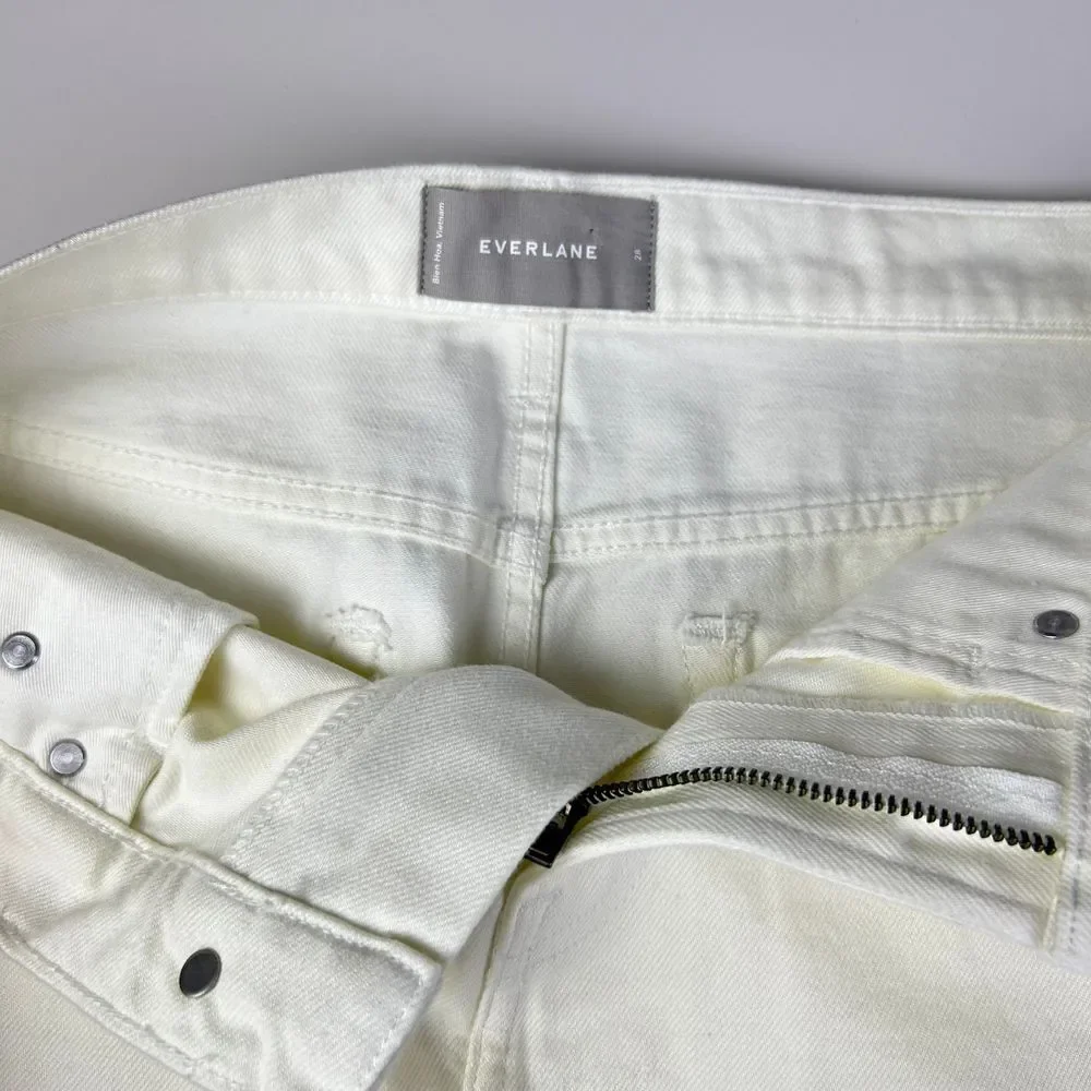Everlane Women's Cream Cotton Zip Fly‎ Casual A-Line Mini Denim Skirt Size 28 - Picture 4 of 5